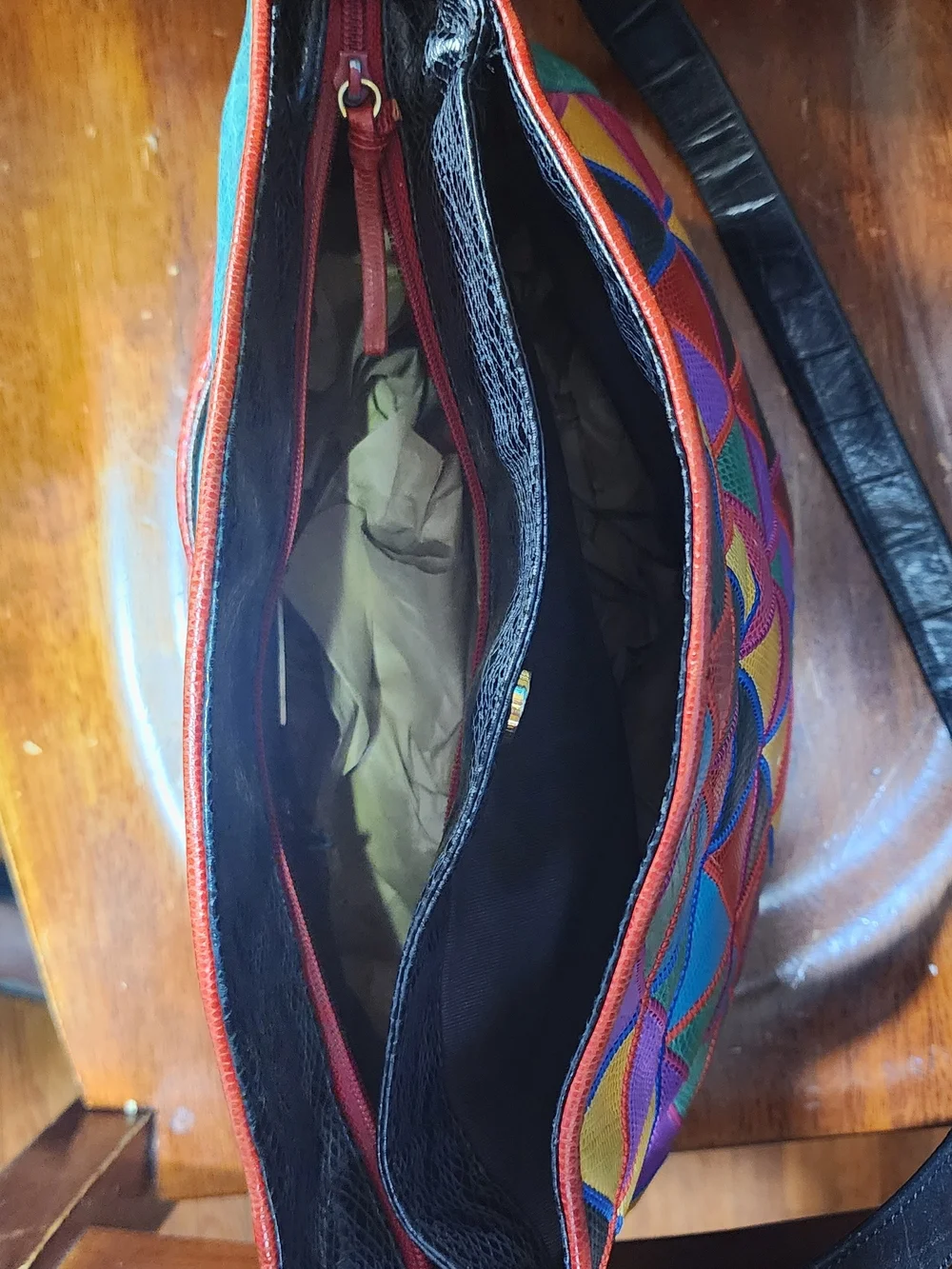 Sharif Multicolor Geometric Triangle Leather Shoulder Bag